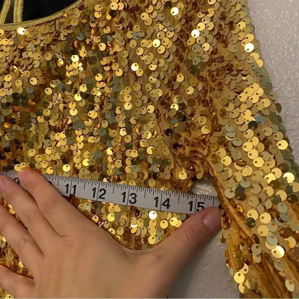 Weissman Dance costume gold Ultra Sparkle Shift Dress 8962 Last Dance MA adult